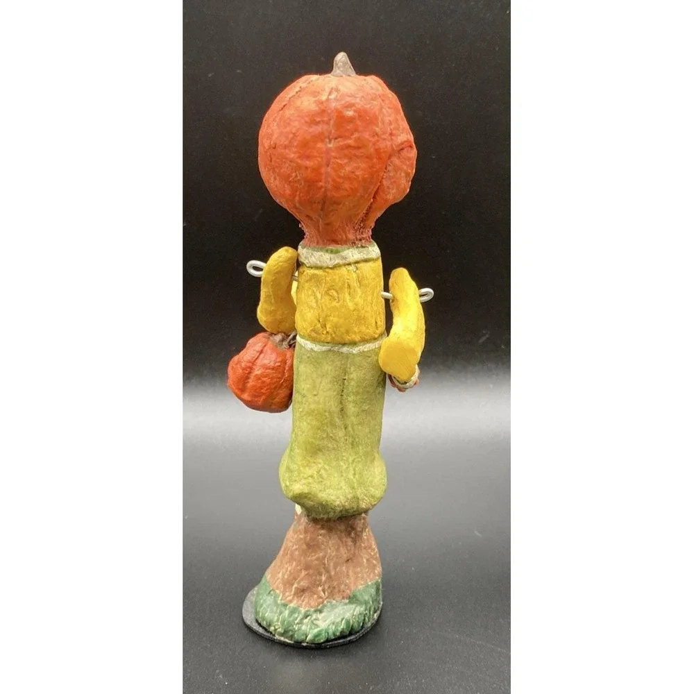 Vtg 80s 90s Halloween Poliwoggs Pumpkin Head Man Jack Primitive Folk Art Jointed